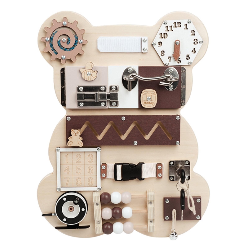 Travel Accessories For Baby - Montessori Activity Board Toy Bear Busy