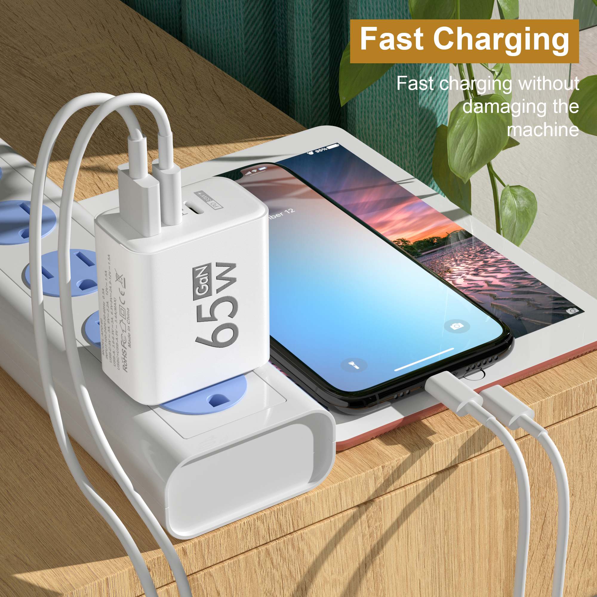 65W GaN USB C Wall Charger 3-P - Travel Accessories Inc ulasan dan harga