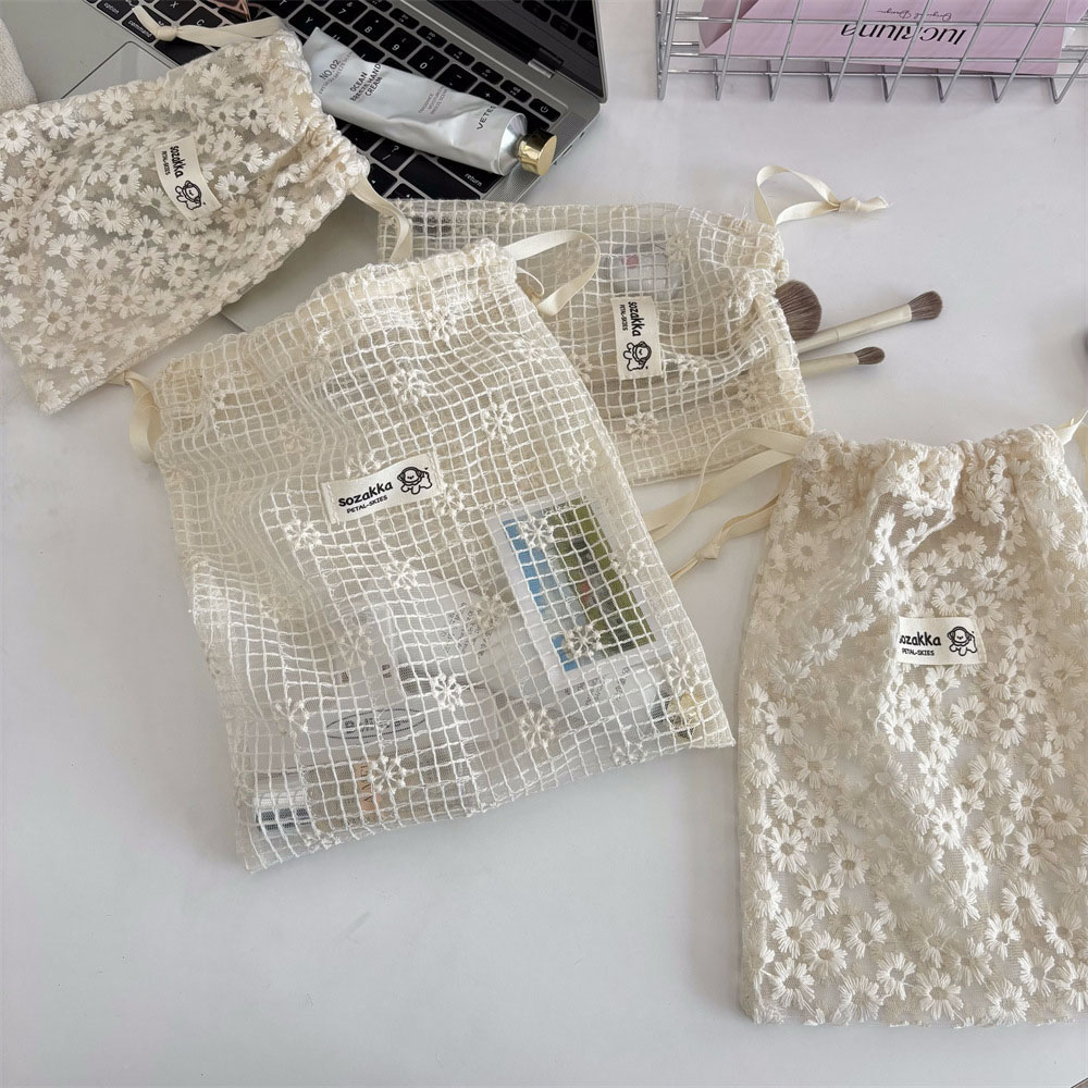 Lace Embroidered Daisy Mesh Dr - Travel Accessories Bag ulasan dan harga