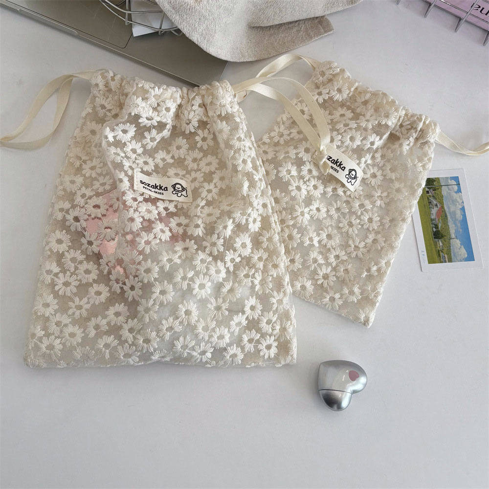 Lace Embroidered Daisy Mesh Dr - Travel Accessories Bag ulasan dan harga