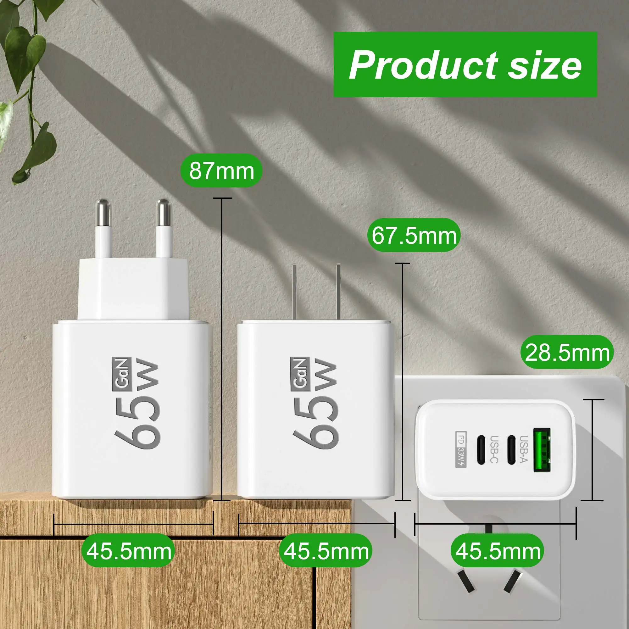 Foldable 65W GaN 3‑Port USB‑C  - Travel Accessories Inc ulasan dan harga